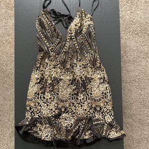 Selfie Leslie Dazed Lace Up Back Sparkle Dress Size M